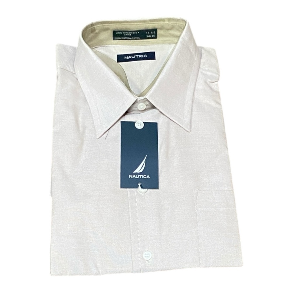 Nautica Men's Classic Beige Dress Shirt